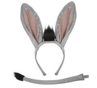 TOYZFRIENDY Bandeau et Queue de Costume Âne Peluche pour Cosplay Animal Accessoires pour Adultes Fête Danniversaire Halloween et Pâques