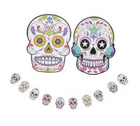 TOYZFRIENDY Bannière de Décoration Fête Mexicaine Jour des Morts 1 Pièce Papier Découpé Motifs Crâne Colorés pour Guirlande Suspendue Maison Hantée Célébrations