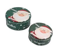 TOYZFRIENDY Boîte à Bonbons en Fer Verte de Noël Lot de 2 Grandes Boîtes à Biscuits Couvercle Récipient Décoratif Multifonction pour Présents Stockage et Fêtes de Noël