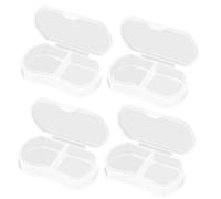 TOYZFRIENDY Boîte à Pilules Petite Portable 2 Compartiments Transparent Blanc Lot de 4 Étuis Étanche Léger pour Voyage Rangement Remède Pocket Organizer Santé
