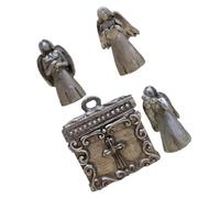 TOYZFRIENDY Boîte à Prières Miniature en Résine et Étain avec Trois Figurines D’Anges Coffret Spirituel Léger et Ouvrable pour Rangement de Prières et Décoration Symbolique Lors de Voyages