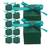 TOYZFRIENDY Boîtes Présents Mariage en Papier Kraft 50 Pcs Boîtes Carrées Vertes Ruban Vert et Petites Douceurs pour Fêtes et Anniversaires