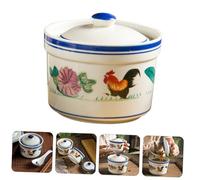 TOYZFRIENDY Bol à Soupe Céramique avec Couvercle Ramequin pour Dessert et Nid Oiseau Bol de Cuisine pour Soupe Ragoût et Cuisson Vapeur pour Restaurant et Usage Domestique