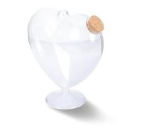 TOYZFRIENDY Bouteille Transparente Forme Cœur avec Bouchon Bois Pot Décoratif Vide Verre pour Bureau Vase Bonbonne pour Origami et Décorations Souhaits