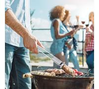 TOYZFRIENDY Brochette Barbecue Acier Inoxydable Double Extrémité Fourchette Pratique Antidérapante pour Viande Outil de Cuisson pour Grillades et Kebabs