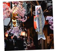 TOYZFRIENDY Cerf-volant De Poisson Japonerie 3d Doré à Chaud Pour Décoration Extérieure Suspendue, Taille 100 Cm, Manche à Air De Jardin Noir Doré, Décoration De Fête Et Jardin En Plein Air