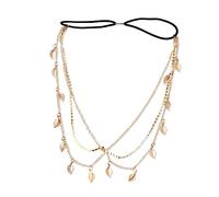 TOYZFRIENDY Chaîne De Tête Strass Feuilles Dorée Unique Serrage-tête Bijoux De Chaîne Pour Femme Fête Mariage Plage