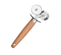 TOYZFRIENDY Coupe-pizza Double Inox avec Manche Bois Ergonomique Outil Cuisine Pratique pour Pâte Cannelée et Découpe Facile
