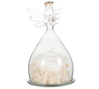 TOYZFRIENDY Dôme de Fleurs Préservées Blanche avec Ange en Verre, Décoration Intérieure Romantique pour Saint-Valentin, Ornement Décoratif sous Cloche en Verre, Présent Femme Élégante