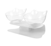 TOYZFRIENDY Double Bol pour Chien et Chat Transparent incliné avec Protection du Cou Anti-Renversement et Base antidérapante Bol Eau et Nourriture sécurisé pour Animaux à Domicile