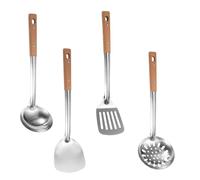TOYZFRIENDY Ensemble D’Ustensiles Cuisine en Acier Inoxydable 4 Pièces - Louche Écumoire Spatule à Frire Cuillère à Soupe - Ergonomique Polyvalent Cuisine Maison et Restaurant