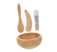 TOYZFRIENDY Ensemble De Bols Mélangeurs Pour Masque Facial 4 Pièces Bol Bois Moyen Pinceau Spatule Cuillère Diy Soins Visage Femmes Usage Maison Spa