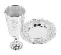 TOYZFRIENDY Ensemble De Coupes De Kiddouch en Alliage De Zinc avec Soucoupe, Coupe Sacrée De Shabbat en Métal, Set De 2 Pièces pour Cérémonie Juive Et Fête Religieuse