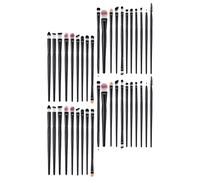 TOYZFRIENDY Ensemble de Pinceaux Yeux 20 Pièces Manches Noirs Poils Synthétiques Doux Kit de Maquillage Portable Professionnel pour Estompage et Eyeliner Voyage et Débutants