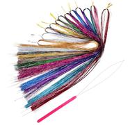 TOYZFRIENDY Extensions de Cheveux Métalliques Brillants 90 CM 12 Couleurs 1 Crochet Pince pour Extension de Cheveux DIY Postiche à Reflets Perruques et Accessoires
