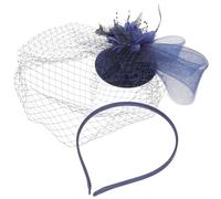 TOYZFRIENDY Fascinator Femme Plumage et Tulle pour Mariage Fête de Thé Photo Accessoire Vintage Élégant Bleu Marine