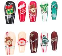 TOYZFRIENDY Faux Ongles de Noël Réutilisables Pressés, Taille Petite, Motifs Père Noël, Flocons et Sapins, Ongles Carrés Détachables Rouges et Blancs, Manucure Festive pour Femmes, Idées