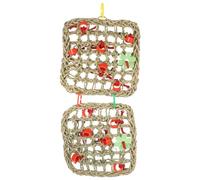 TOYZFRIENDY Filet Suspendu pour Animaux de Compagnie en Corde de Rotin Naturel, Double Couche Filet d'escalade et Balançoire à Mâcher pour Lapins et Petits Rongeurs, Couleur Aléatoire