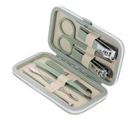 TOYZFRIENDY Kit de Manucure Multifonction 7 Pièces, Acier Inoxydable, Vert Matcha, Accessoires Pédicure à Domicile, Soins pour Ongles Femmes, Trousse Portable Compacte