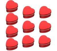TOYZFRIENDY Lot de 10 Boîtes en Fer-blanc Rouges de Cœur Couvercle Plat Boîte Vide pour Bonbons et Chocolats Coffret Présent Saint-valentin pour Emballage Gourmand et Mariage Portable