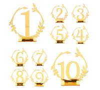TOYZFRIENDY Lot de 10 Panneaux de Table en Acrylique Doré Numéros 1 à 10 Marque-Places Décoratifs pour Mariage Réception et Restaurant Panneaux de Réservation Élégants et Polyvalents