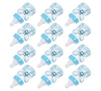 TOYZFRIENDY Lot de 12 Boîtes à Bonbons en Plastique en Forme de Biberon avec Décoration Ours Bleu, Coffret Présent pour Baptême, Fête ou Naissance, Boîte Alimentaire Pratique pour Sucreries