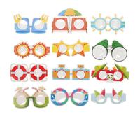TOYZFRIENDY Lot de 12 Lunettes en Papier d'Été à Thème Hawaïen Accessoires Photo Fantaisie pour Fête Lunettes de Déguisement Colorées pour Soirée Tropicale et Événements Luau