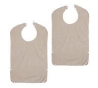 TOYZFRIENDY Lot de 2 Bavoirs pour Adultes Imperméables Réutilisables en Tissu Marron Protection Repas pour Personnes Âgées et Handicapées Bavoirs Lavables Pratiques et Confortables