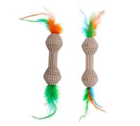 TOYZFRIENDY Lot de 2 Jouets à Mâcher pour Chat en Papier Ondulé Interactif à Griffer Amusant d'Haltère Plumeau pour Chats d'Intérieur et Stimulation du Chaton