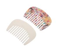 TOYZFRIENDY Lot de 2 Mini Peignes Portables en Acide Acétique Peignes Français à Dents Larges Antistatiques Format Compact Couleurs Mermaid et Multicolore pour Cheveux Bouclés Ondulés