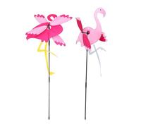 TOYZFRIENDY Lot de 2 Moulins à Vent 3D Flamant Rose Amusants, Jouets D’extérieur pour Garçon et Filles, Décoration de Jardin Rose Vif, Ornements Colorés pour Parc et Pelouse