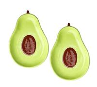 TOYZFRIENDY Lot de 2 Plateaux à Fruits en Céramique Créatifs 16,5 Cm Forme Avocat, Plateau à Bonbons Multifonction pour Maison, Bureau, Fêtes et Banquets, Plaque D'écrou Pratique et