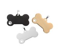 TOYZFRIENDY Lot de 3 Médailles d'Identification Gravées pour Animaux de Compagnie en Acier Inoxydable Pendentifs Os Creux Argenté Noir et Or Étiquettes Vierges Personnalisables pour