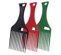 TOYZFRIENDY Lot De 3 Peignes Afro En Plastique Pp 12 Dents Larges Pour Coiffure Cheveux Bouclés Et Épais, Outil Coiffure Professionnel Pour Barbiers Et Usage Quotidien, Couleurs Noir, Vert Et Rouge