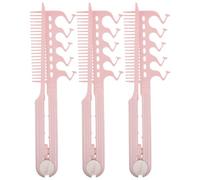 TOYZFRIENDY Lot de 3 Peignes Lisseurs Pliables de V Antistatiques Résistants à la Chaleur Petit Format Portable pour Coiffage et Voyage Peignes Multifonctions pour Femmes Plastique Rose