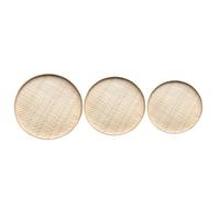 TOYZFRIENDY Lot de 3 Pelles à Poussière Tressées en 18-26 Cm, de Rangement Décoratifs pour Accessoires Peinture, Paniers Tissés Naturels pour Rangement Maison et Atelier
