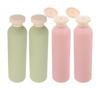 TOYZFRIENDY Lot de 4 Flacons Rechargeables en Plastique PE 260 Ml Vert Avocat avec Bouchon à Clapet Flacons Souples Portables pour Shampoing Gel et Lotion pour Voyage et Usage Quotidien