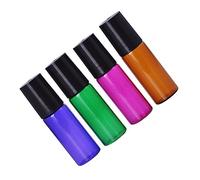 TOYZFRIENDY Lot de 4 Flacons Roll-on 5 Ml en Verre Teinté Marron Joint Silicone Étanche, Rechargeables, Portables pour Huiles Essentielles, Parfums et Cosmétiques de Voyage