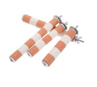 TOYZFRIENDY Lot de 4 Perchoirs à Griffes pour Perroquet Bâtons à Mâcher en Bois Naturel Orange et Blanc Dimensions 15 CM et 20 CM Support Ergonomique pour Cage à Oiseaux Stimulant pour