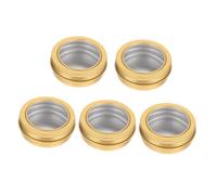 TOYZFRIENDY Lot de 5 Boîtes à Bougies de Noël en Aluminium Doré Fenêtre 68X25 MM Pots en Aluminium pour Fabrication DIY Rangement Crème Bougies Artisanales Accessoires de Décoration