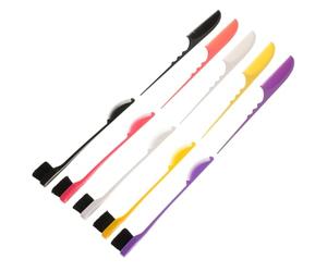 TOYZFRIENDY Lot de 5 Paires Brosses à Sourcils Double Embout et Peignes à Queue de Rat en PP Couleurs Violet Rose Jaune Blanc Noir pour Coiffure Précise et Crêpage Professionnel