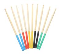 TOYZFRIENDY Lot de 5 Paires de Batterie en Bois D’érable 7a Antidérapantes, Couleurs Vives Bleu Jaune Vert Noir Rouge, Maillets D’instruments pour Percussion, Usage et Garçon et Filles