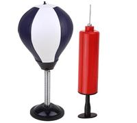 TOYZFRIENDY Mini Balle de Boxe à Ventouse Bleu et Blanc pour Bureau Balle de Boxe Verticale Anti-Stress Pompe Incluse Robuste pour Maison et Travail