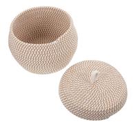 TOYZFRIENDY Panier de Rangement Tissé en Corde de Coton avec Couvercle Panier Rond Tressé Main pour Organiser Intérieur de Bureau Décoratif et Rangement Multifonctionnel pour Chambre et