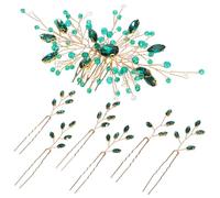 TOYZFRIENDY Peignes Et Fourchettes à Cheveux Décoratifs Verts 7 Pièces Ensemble Pour Femme Mariée Demoiselle D’honneur Coiffure Cérémonie