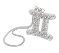 TOYZFRIENDY Pendentif Rétroviseur Voiture Zodiac Strass Bling Bijou Horoscope Décoration Intérieur Auto Double Gémeaux