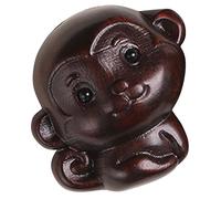 TOYZFRIENDY Pendentif Singe Bois Sculpté Zodiaque Chinois Accessoire Clé et Décor Ornement Adorable pour Bureau et Maison