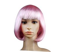 TOYZFRIENDY Perruque Bob Rose Avec Frange Pour Femme Cosplay Soirée Halloween Et Élégante