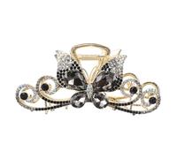 TOYZFRIENDY Pince à Cheveux Ornée De Strass Grosse Taille Noeud Griffe Pour Femmes Cheveux Épais Mode Polyvalente Gris