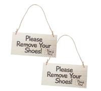 TOYZFRIENDY Plaque en Bois «Veuillez Enlever Vos Chaussures» 2 Pièces, Panneau Suspendu Décoratif en Bois Massif, Inscription Claire Imprimée, pour Maison, Hôtel, Bureau, Porte D’entrée